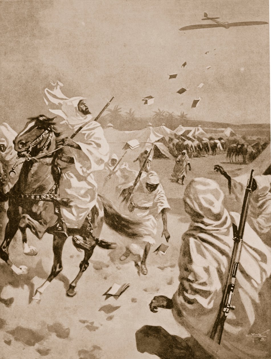 Largage de brochures sur les Arabes pendant la guerre italo-turque, 1911-12 - English School