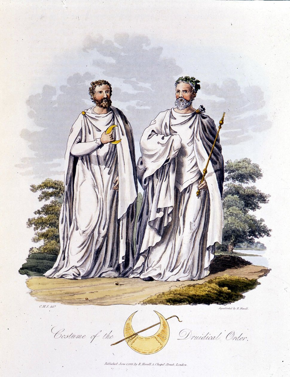 Druides - dans "Celtes et Goths, coutumes des habitants des îles britanniques du début du VIe siècle et des nations gothiques de la côte ouest de la Baltique", par S.R. Meyrick et Ch. Smith - English School