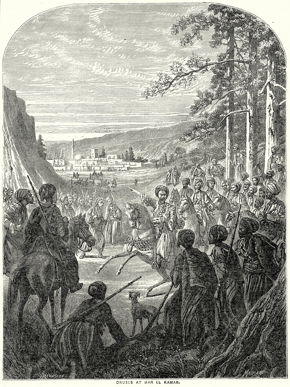 Druses à Dar El Kamar (gravure) - English School