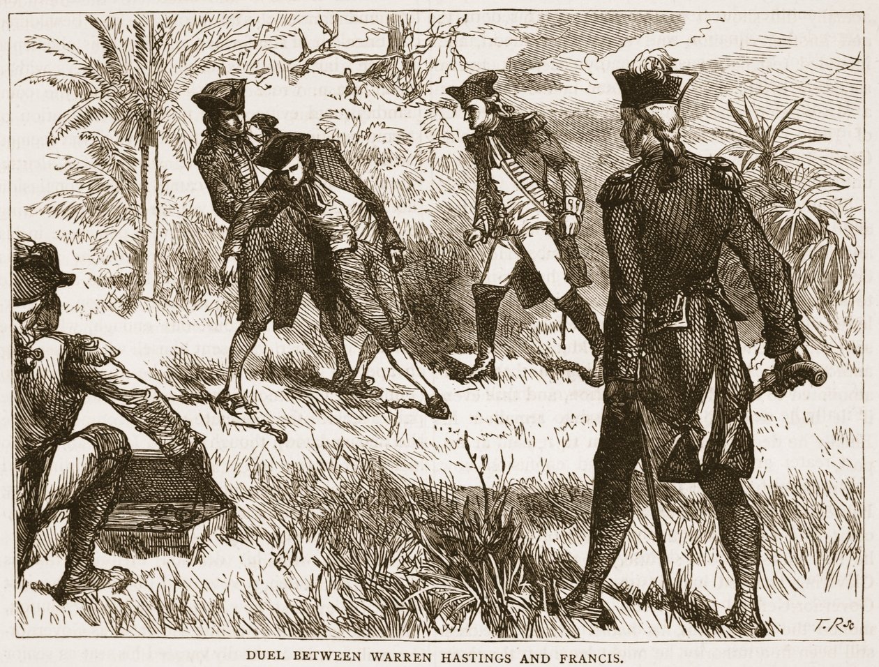 Duel entre Warren Hastings et Francis, illustration de Cassell