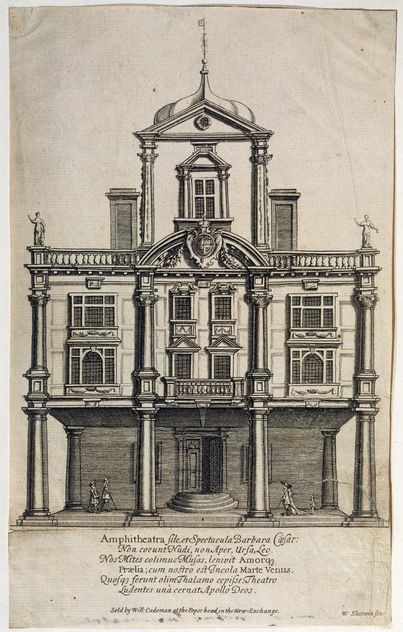 Théâtre des Ducs, Dorset Gardens, gravé par W. Sherwin, 1673 - English School