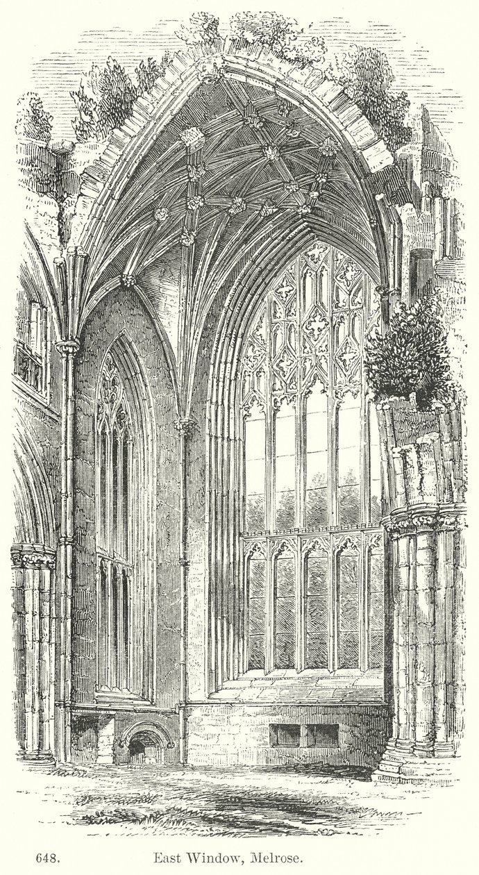 Fenêtre Est, Melrose (gravure) - English School