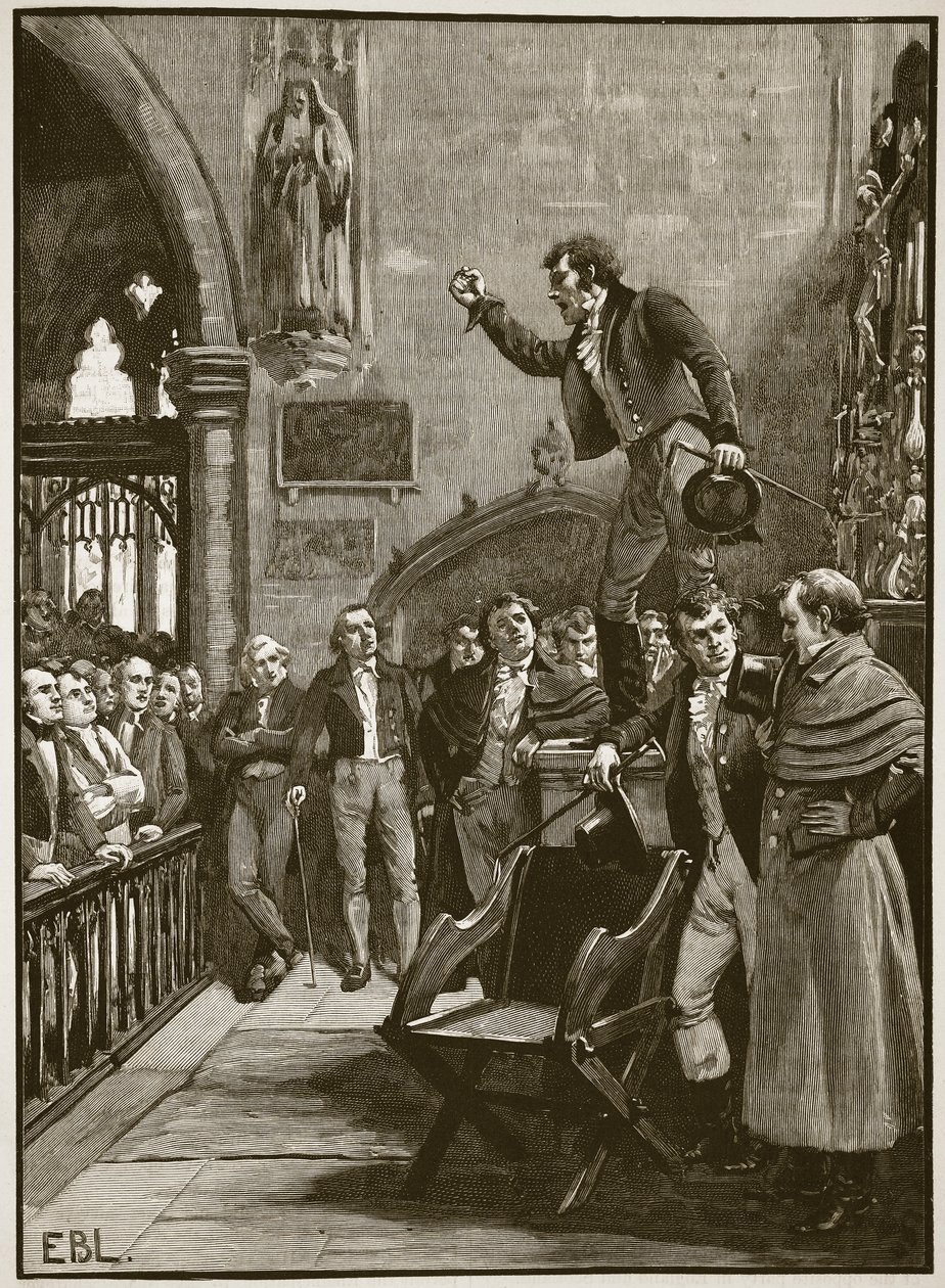 Réunion électorale en Irlande, 1825, illustration de Cassells Illustrated History of England - English School