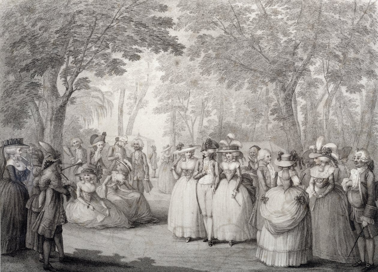 Figures élégantes dans les jardins de Vauxhall - English School