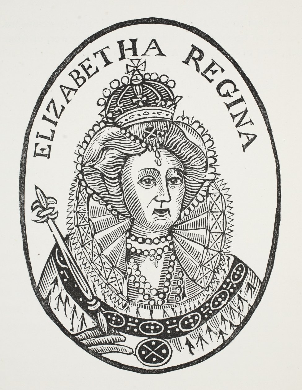 Elizabeth Regina, illustration de Chap-books du XVIIIe siècle par John Ashton, pub. 1882 - English School