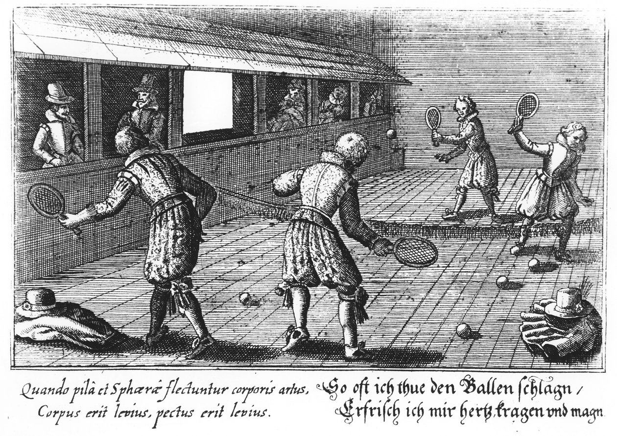 Tennis élisabéthain (gravure) - English School