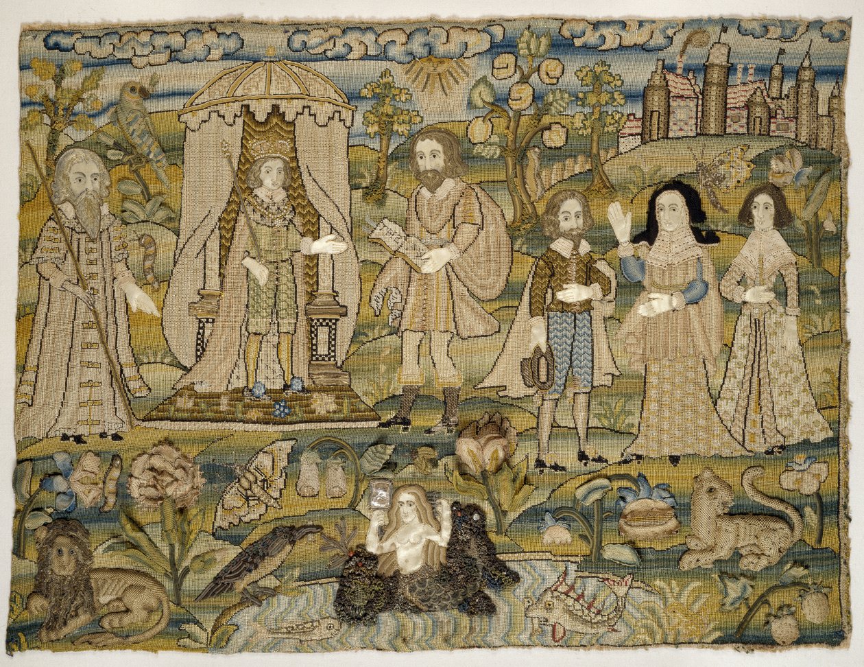 Image brodée : "La Proclamation de Salomon", milieu du XVIIe siècle - English School