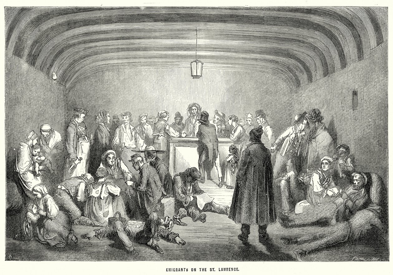 Emigrants sur le Saint-Laurent (gravure) - English School