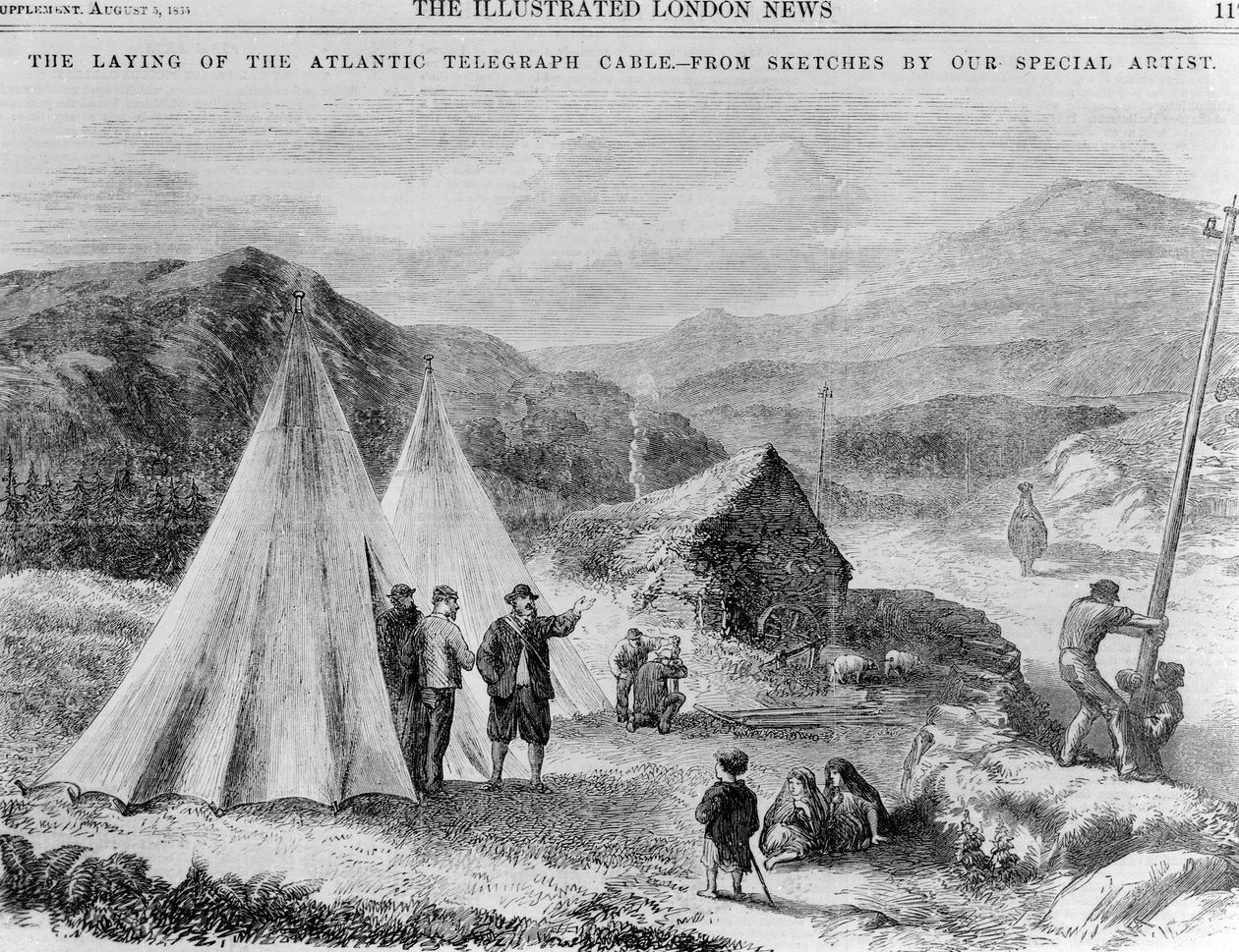 Campement des ouvriers de la compagnie télégraphique sur la route entre Killarney et Valence - English School