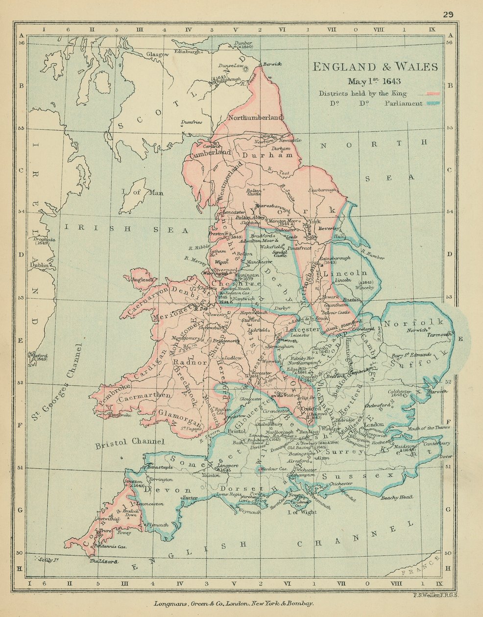 Angleterre et Pays de Galles (lithographie couleur) - English School