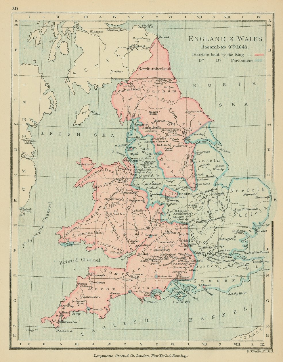 Angleterre et Pays de Galles (lithographie couleur) - English School