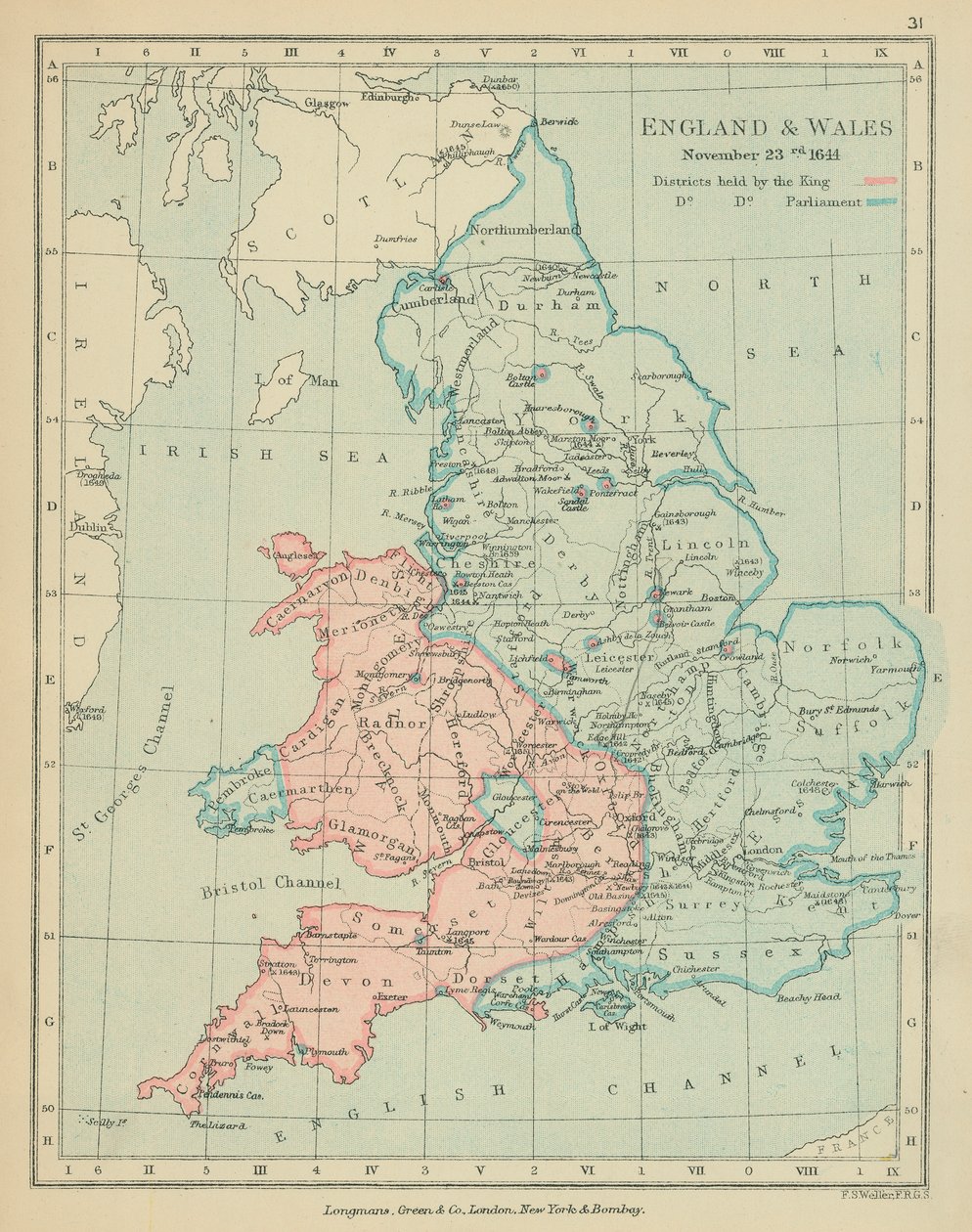 Angleterre et Pays de Galles (lithographie couleur) - English School