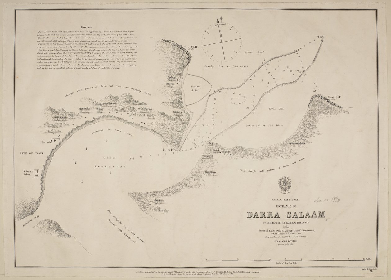 Entrée de Darra Salaam, par le commandant R. Bradshaw, HMS Star - English School
