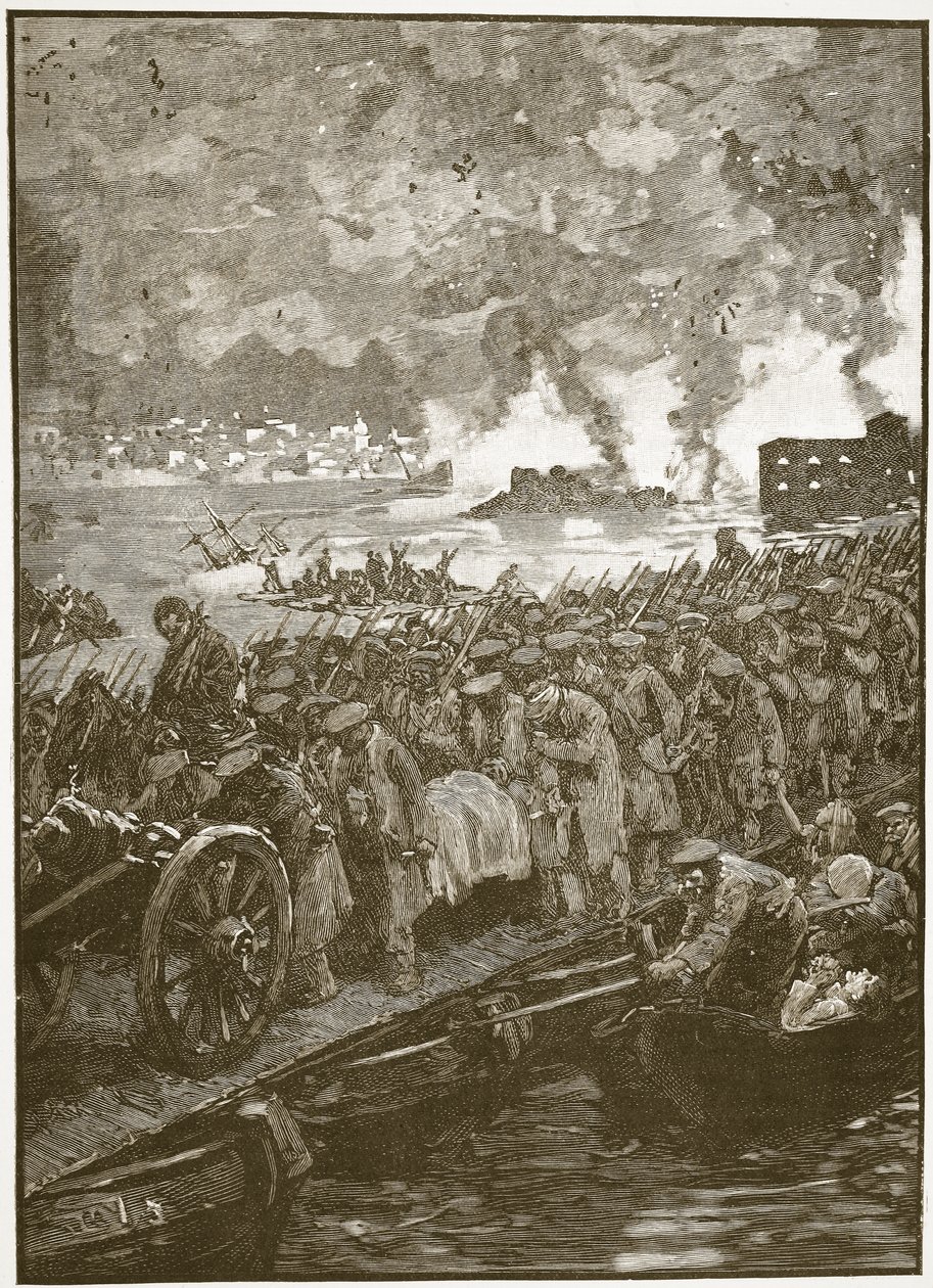 Évacuation de Sébastopol, illustration de Cassells Illustrated History of England - English School
