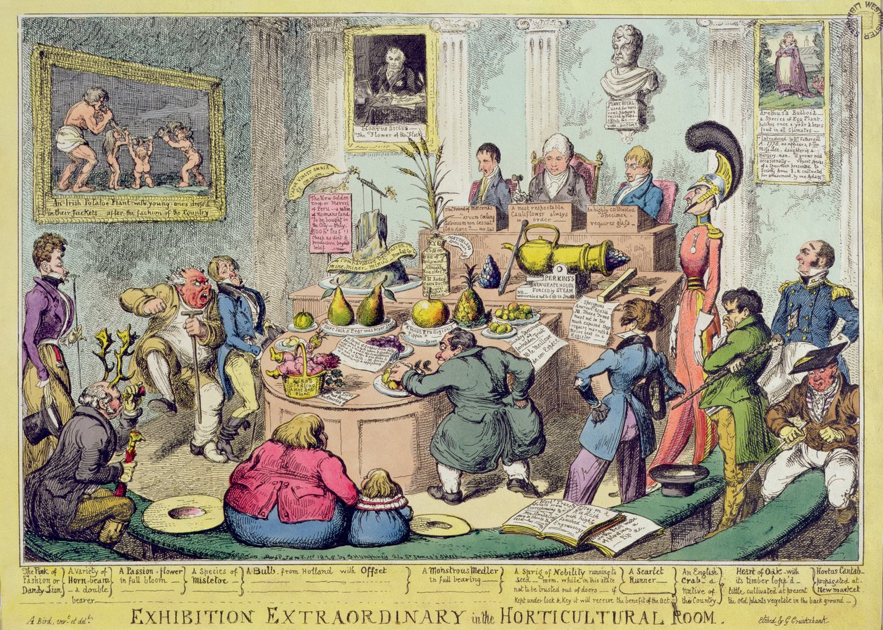 Exposition Extraordinaire dans la Salle Horticole, gravé par George Cruikshank, pub. par G. Humphrey, 1826 - English School
