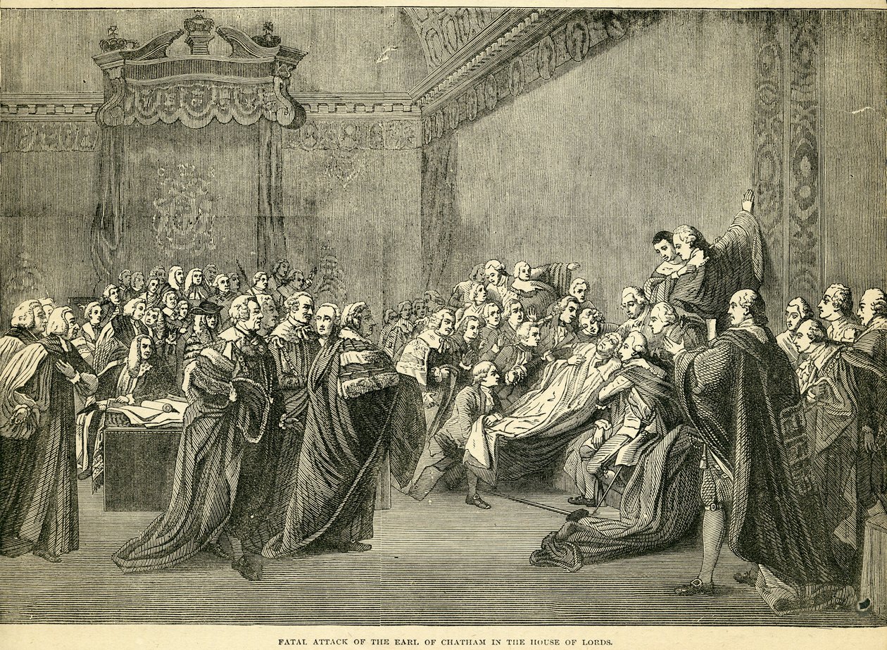Saisie fatale du comte de Chatham à la Chambre des Lords, 1778 - English School