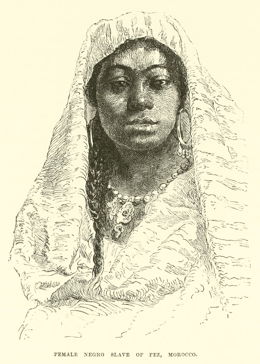 Femme esclave nègre de Fès, Maroc (gravure) - English School
