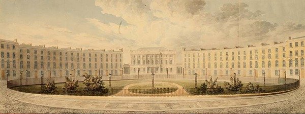 Finsbury Circus Regardant vers le Nord vers London Institution, c.1820 - English School
