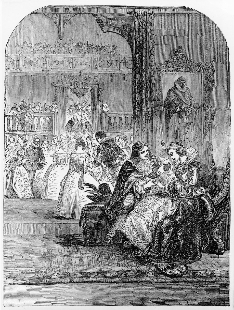 Première rencontre du prince Charles (1600-49) avec la princesse Henriette (1609-69) à Paris - English School