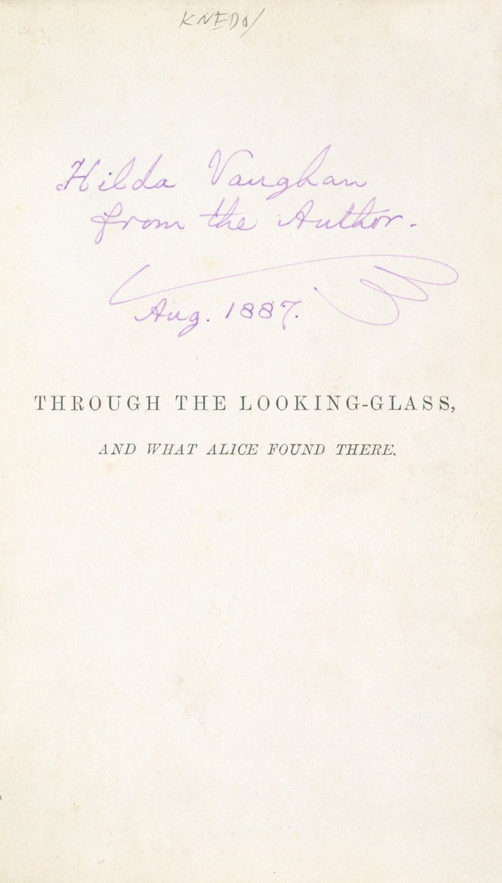 Première édition de Alice à travers le miroir de Lewis Carroll, avec l