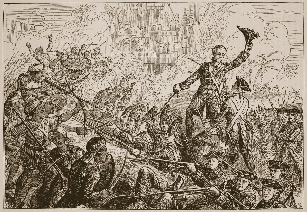 Défense de la redoute à Tanjore par Fletcher, illustration de Cassell