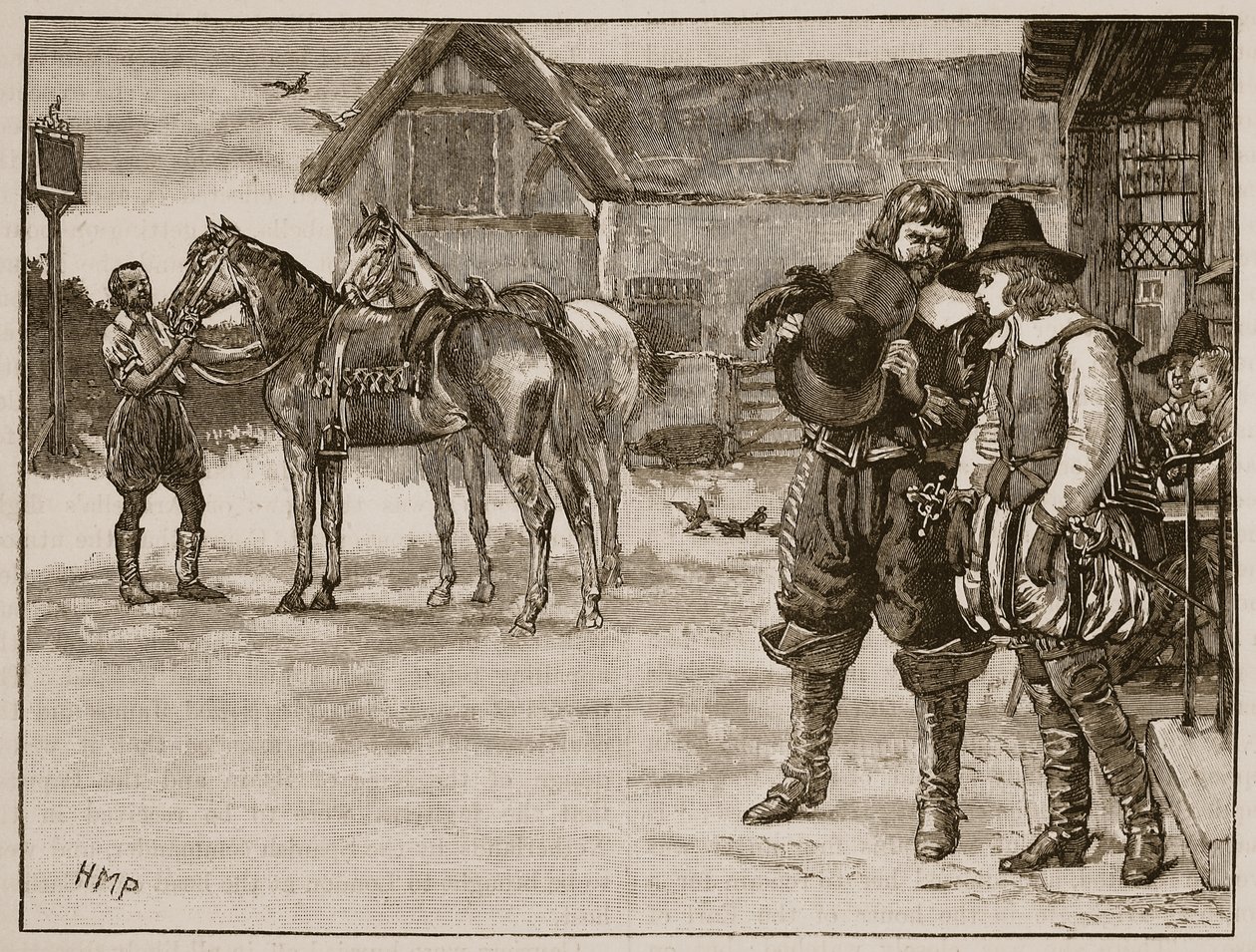 Fuite de Lady Arabella Stuart, illustration de Cassells Illustrated History of England - English School