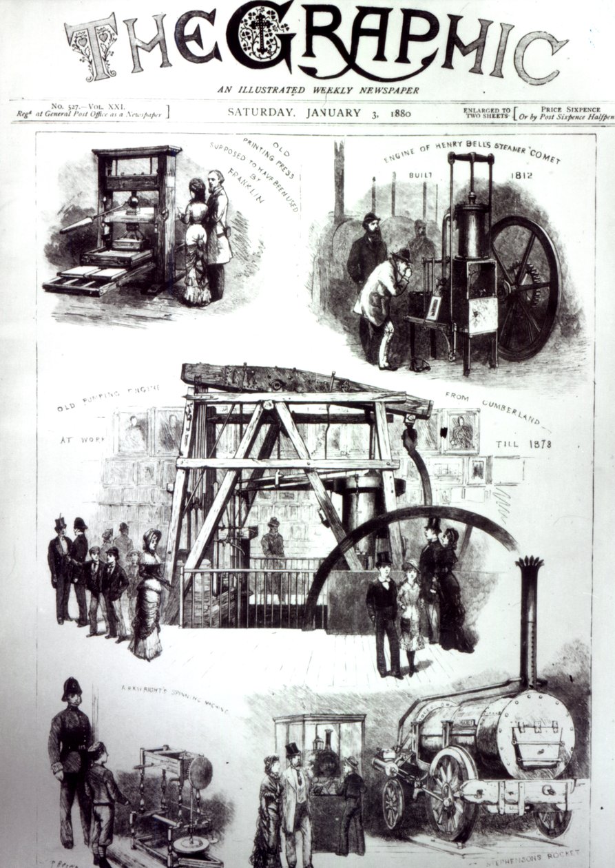 Couverture de The Graphic montrant des inventions importantes, 3 janvier 1880 - English School