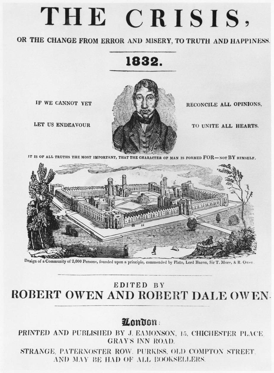 Couverture de The Crisis, édité par Robert Owen (1771-1858) et Robert Dale Owen (1801-77) Londres, 1832 - English School