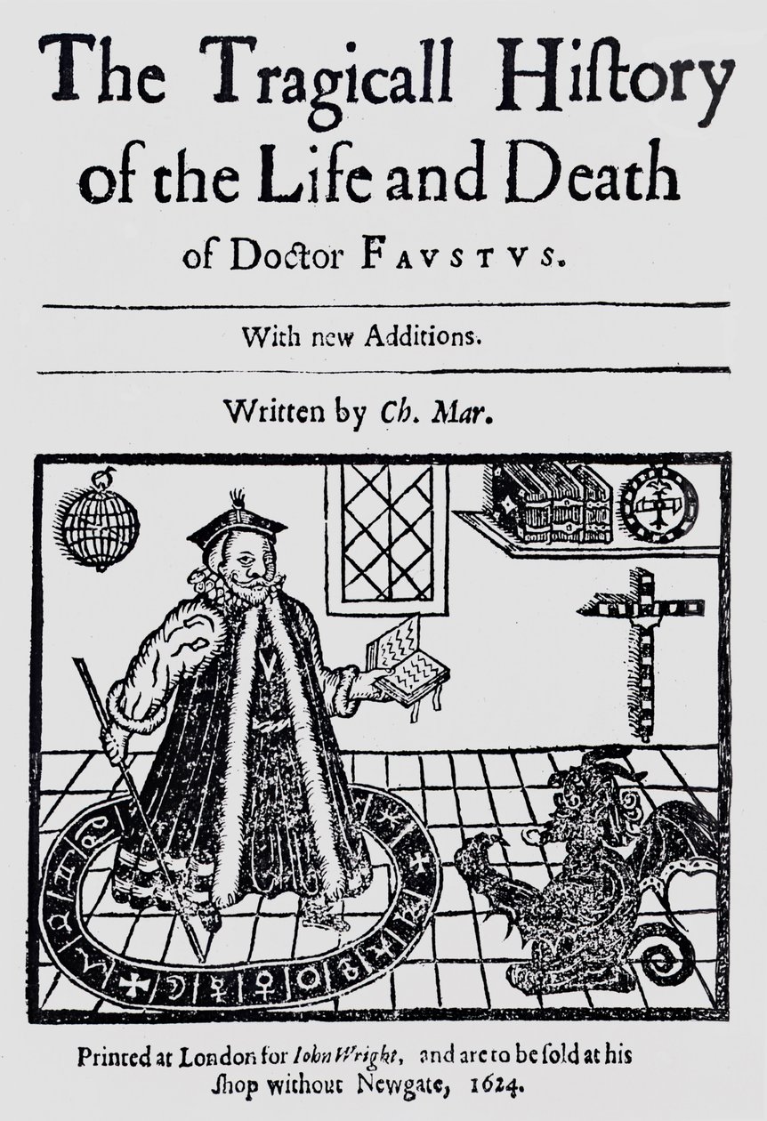 Frontispice de The Tragicall History of the Life and Death of Doctor Faustus, par Christopher Marklin, c.1616 - English School