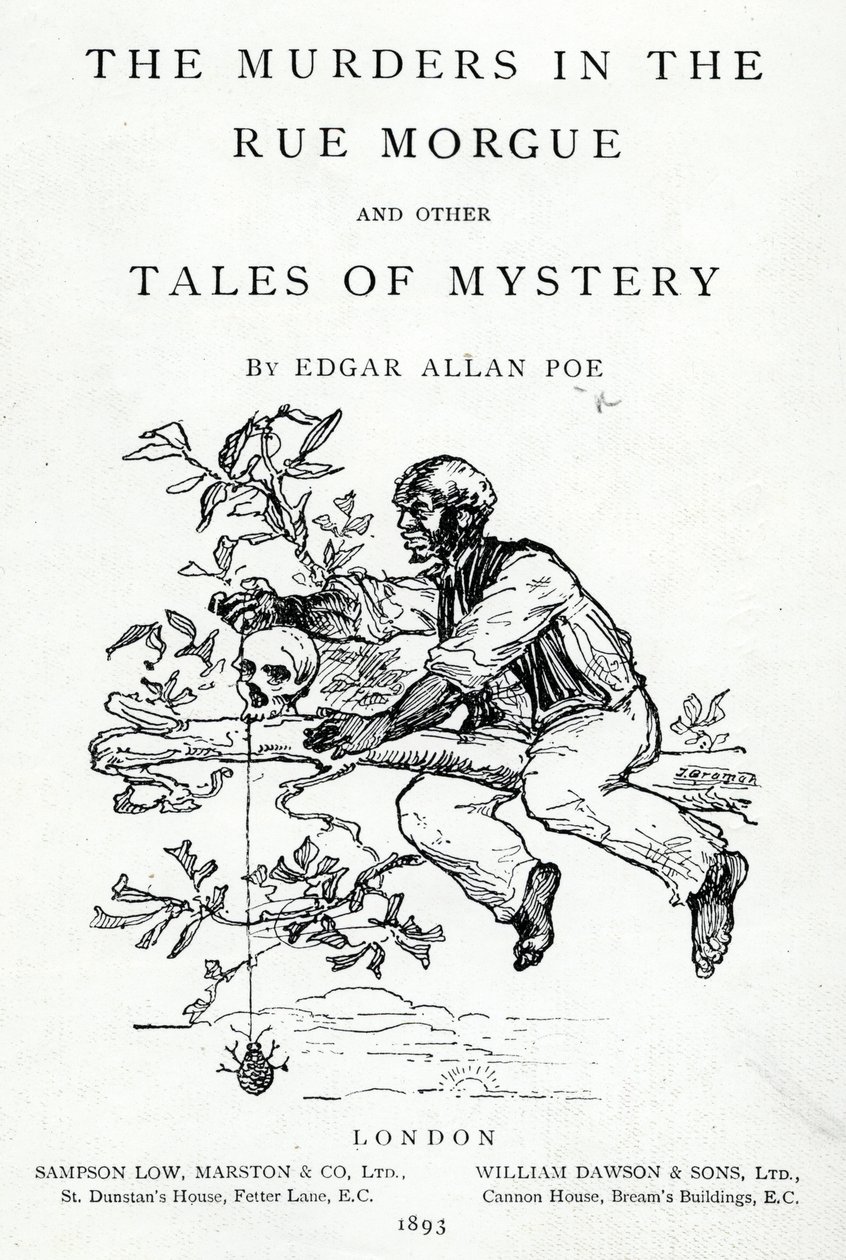Frontispice de Les Meurtres de la rue Morgue et autres contes de mystère par Edgar Allan Poe, publié en 1893 - English School