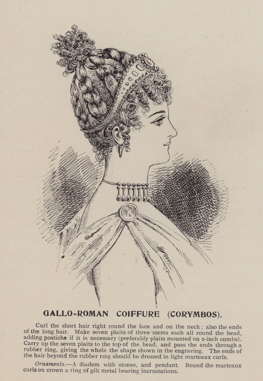 Coiffure gallo-romaine, Corymbos (gravure) - English School