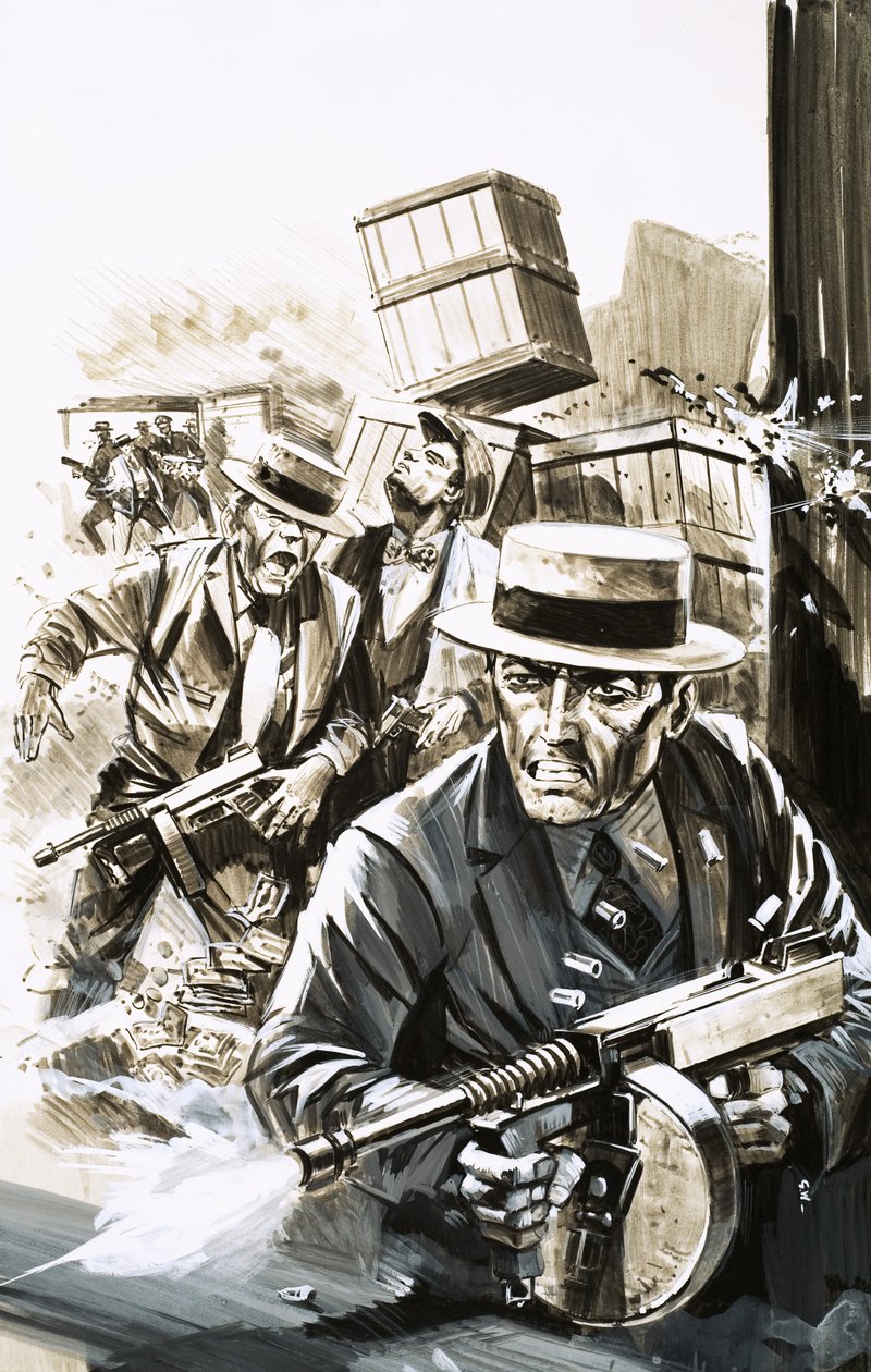 Les gangsters se battent avec le FBI (ou G-Men) - English School