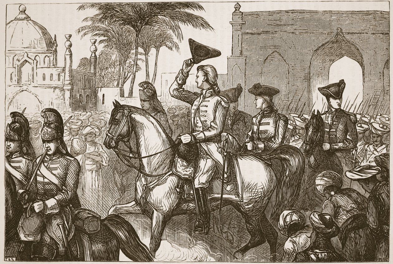 Le général Goddard entrant à Surat, illustration de Cassell