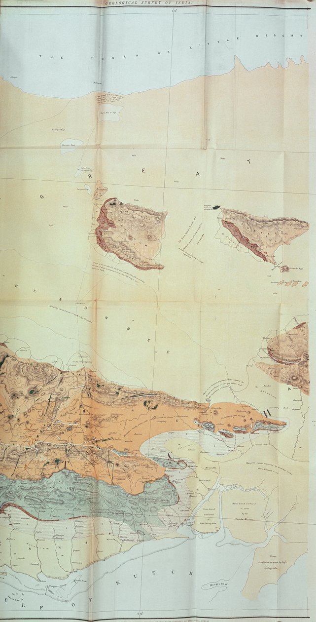 Carte géologique du désert de Cutch, 1870 - English School