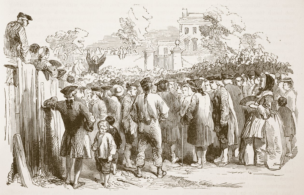 George Whitefield prêchant (illustration de Cassells Illustrated History of England) - English School