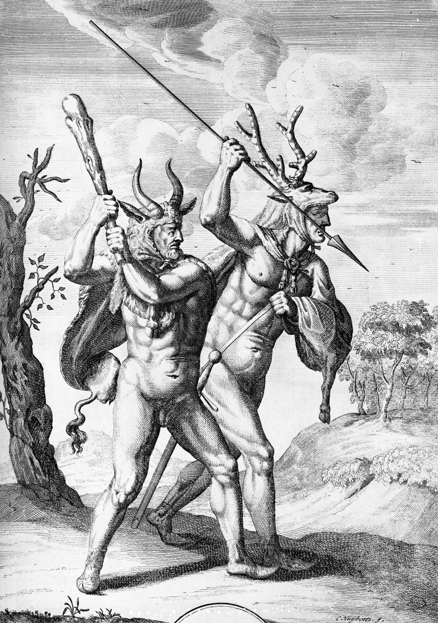 Germains, illustration de Les Commentaires de César traduit en anglais par William Duncan, gravé par Cornelis Huyberts, publié en 1753 - English School