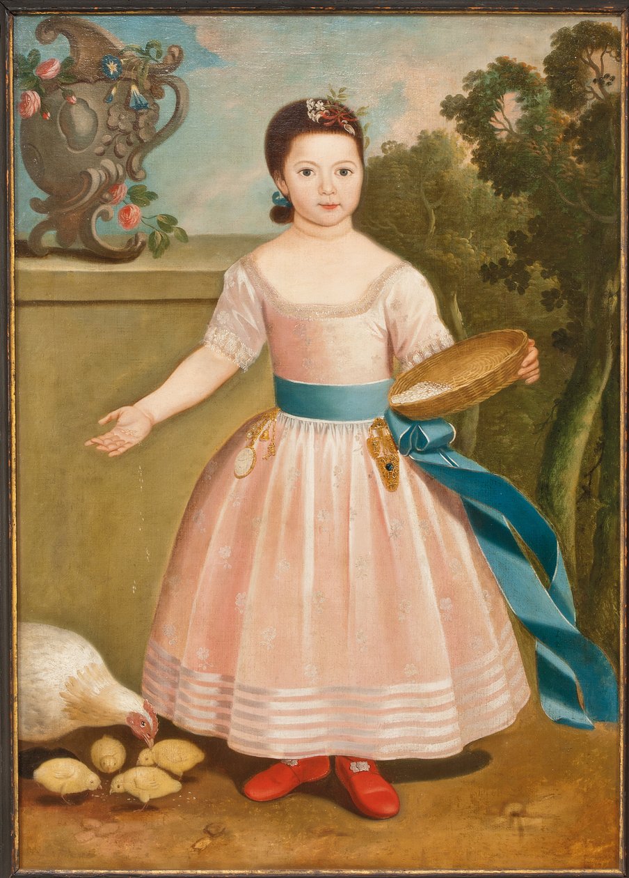 Fille nourrissant des poules, vers 1811-20 - English School