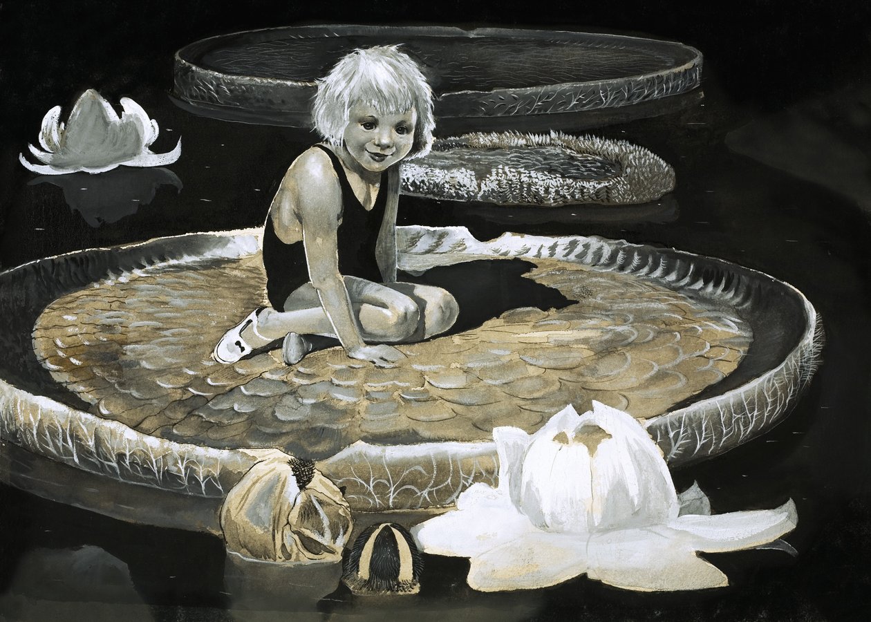 Fille sur un nénuphar gros comme un bateau - English School