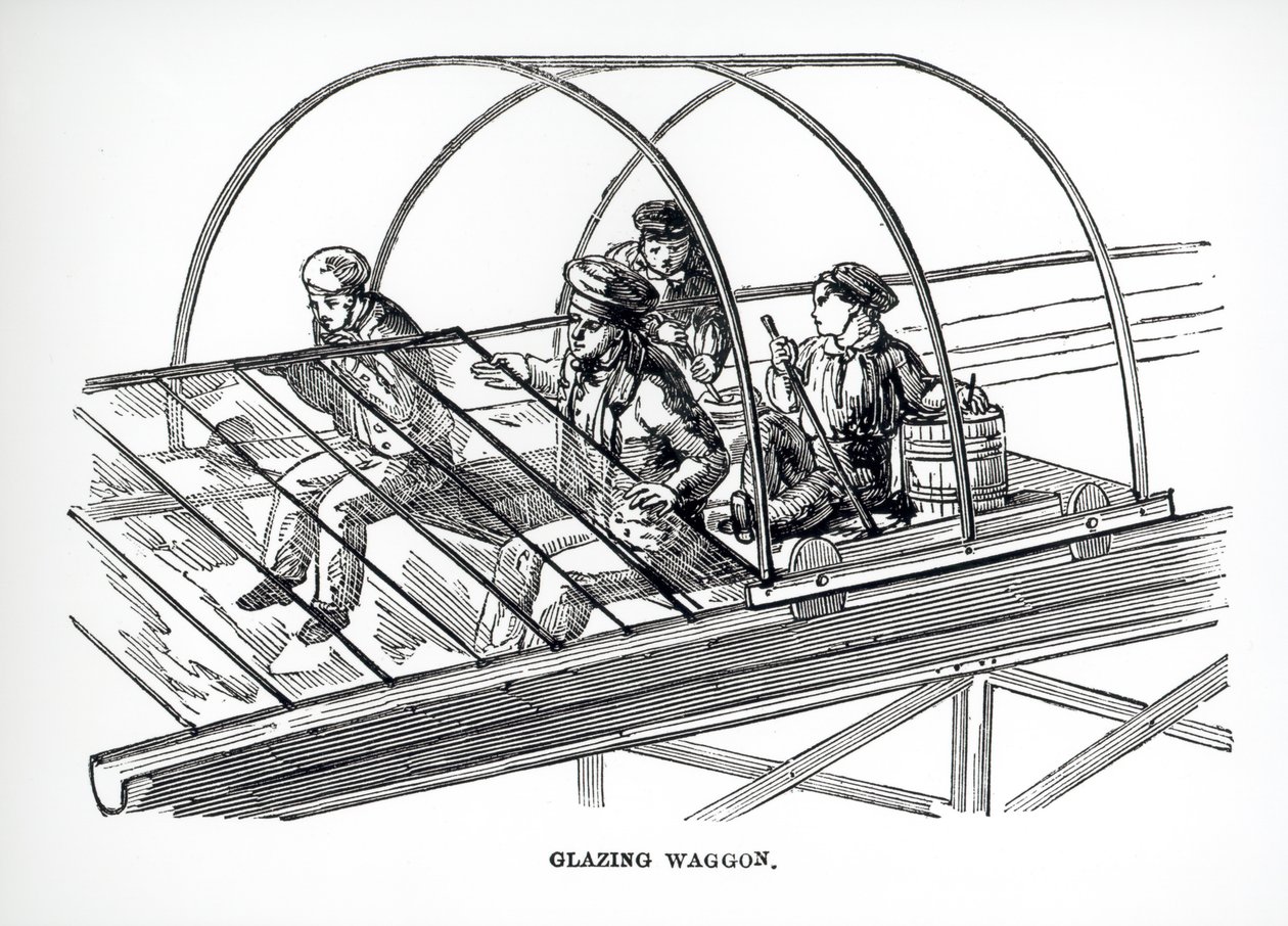 Wagon de vitrage utilisé au Crystal Palace de Paxton, 1850 - English School