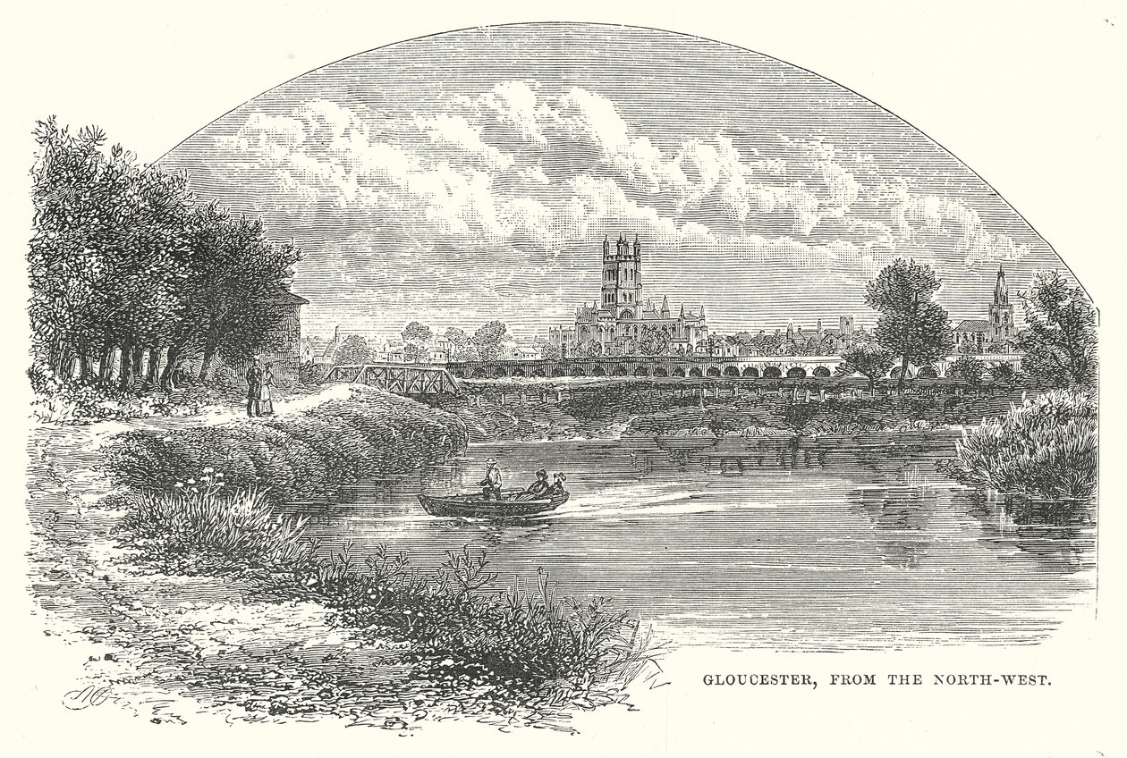 Gloucester, depuis le nord-ouest (gravure) - English School