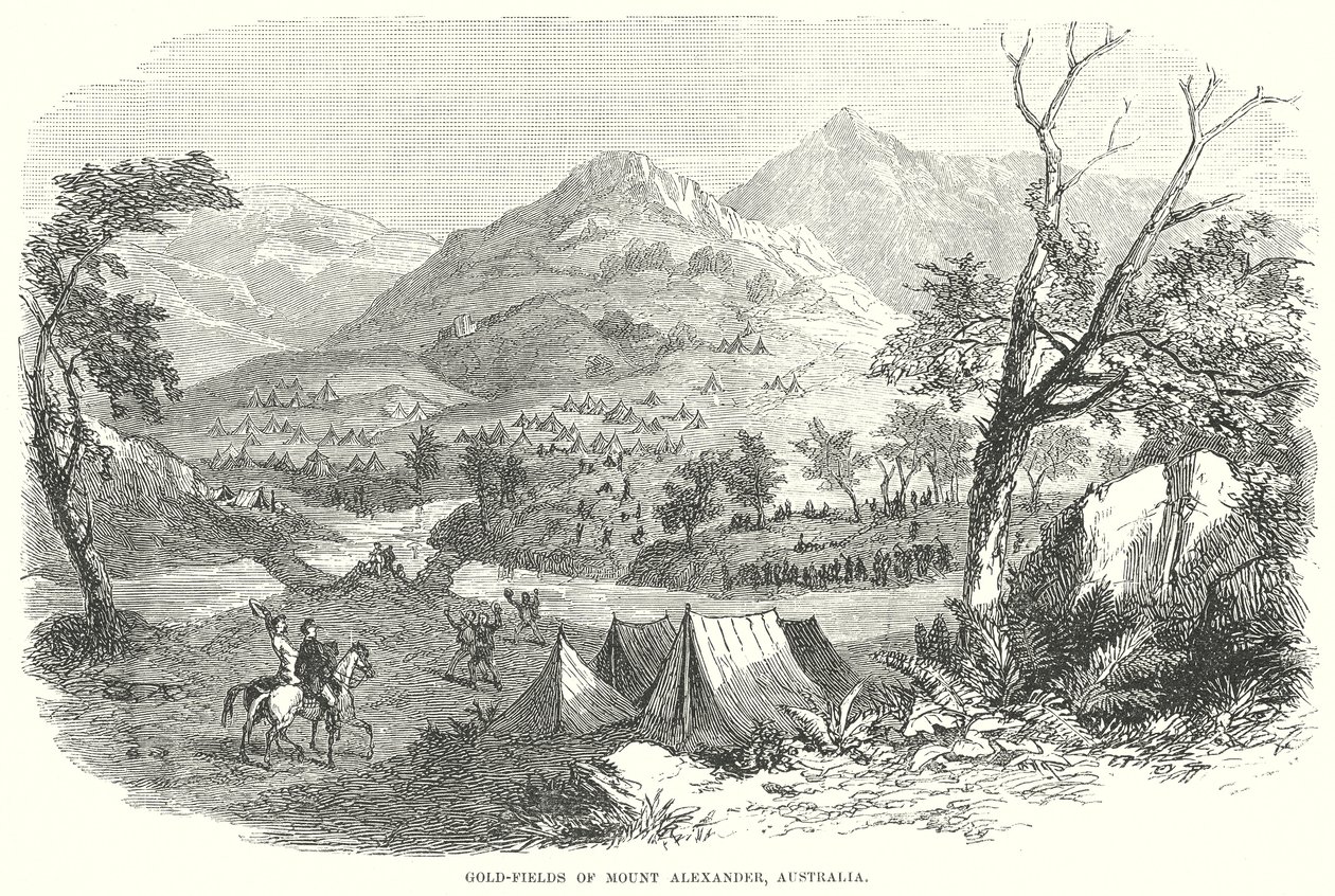 Champs aurifères du Mont Alexander, Australie (gravure) - English School
