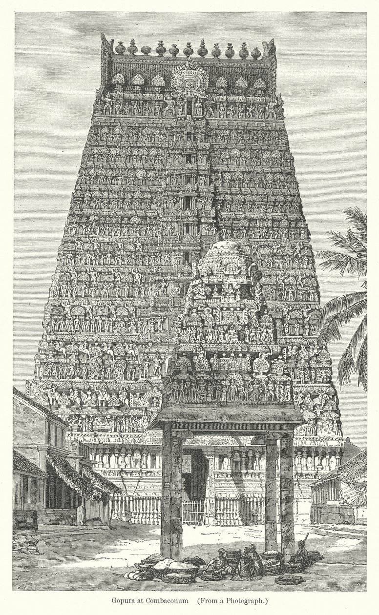 Gopura à Combaconum (gravure) - English School