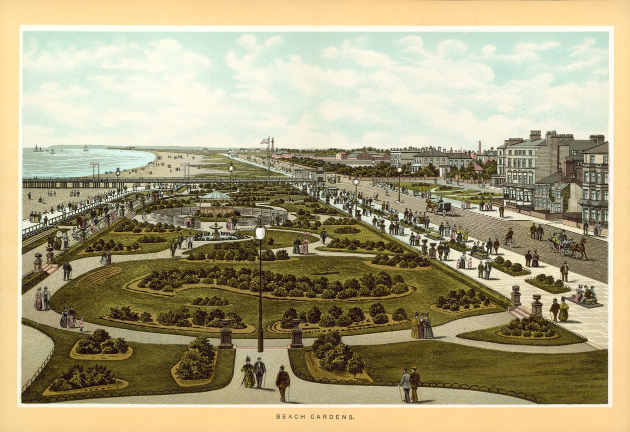 Great Yarmouth : Beach Gardens (lithographie couleur) - English School