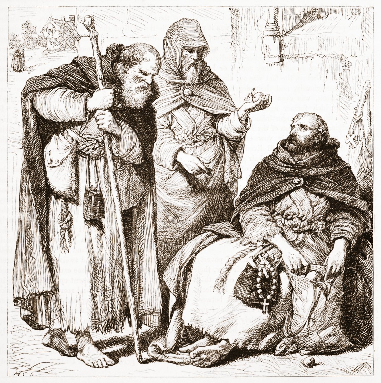 Groupe de frères mendiants, illustration de L