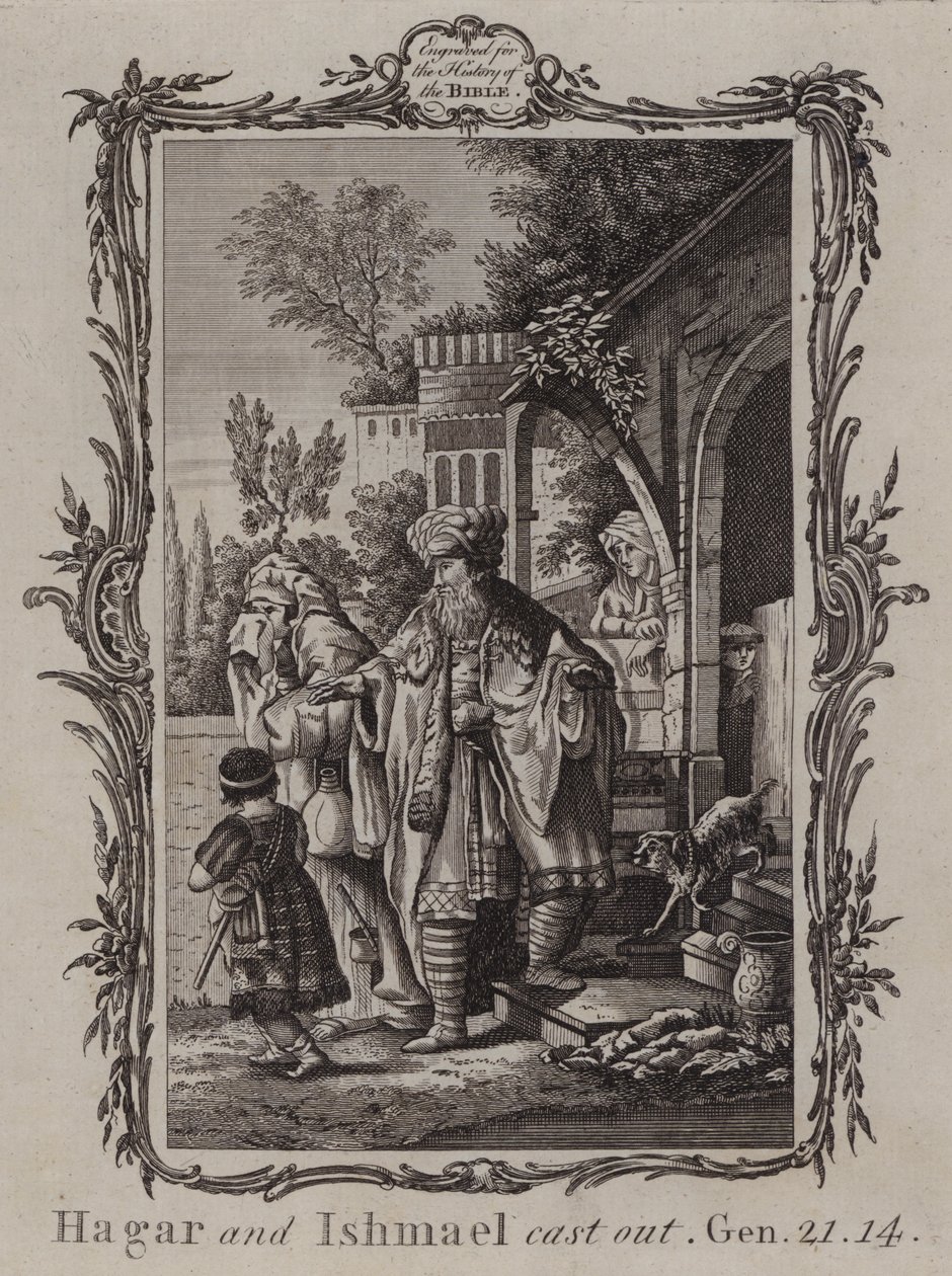 Agar et Ismaël chassés (gravure) - English School