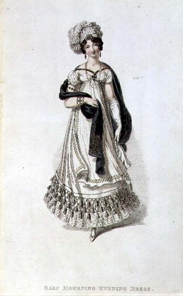 Robe de soirée de demi-deuil, planche de mode de Ackermann