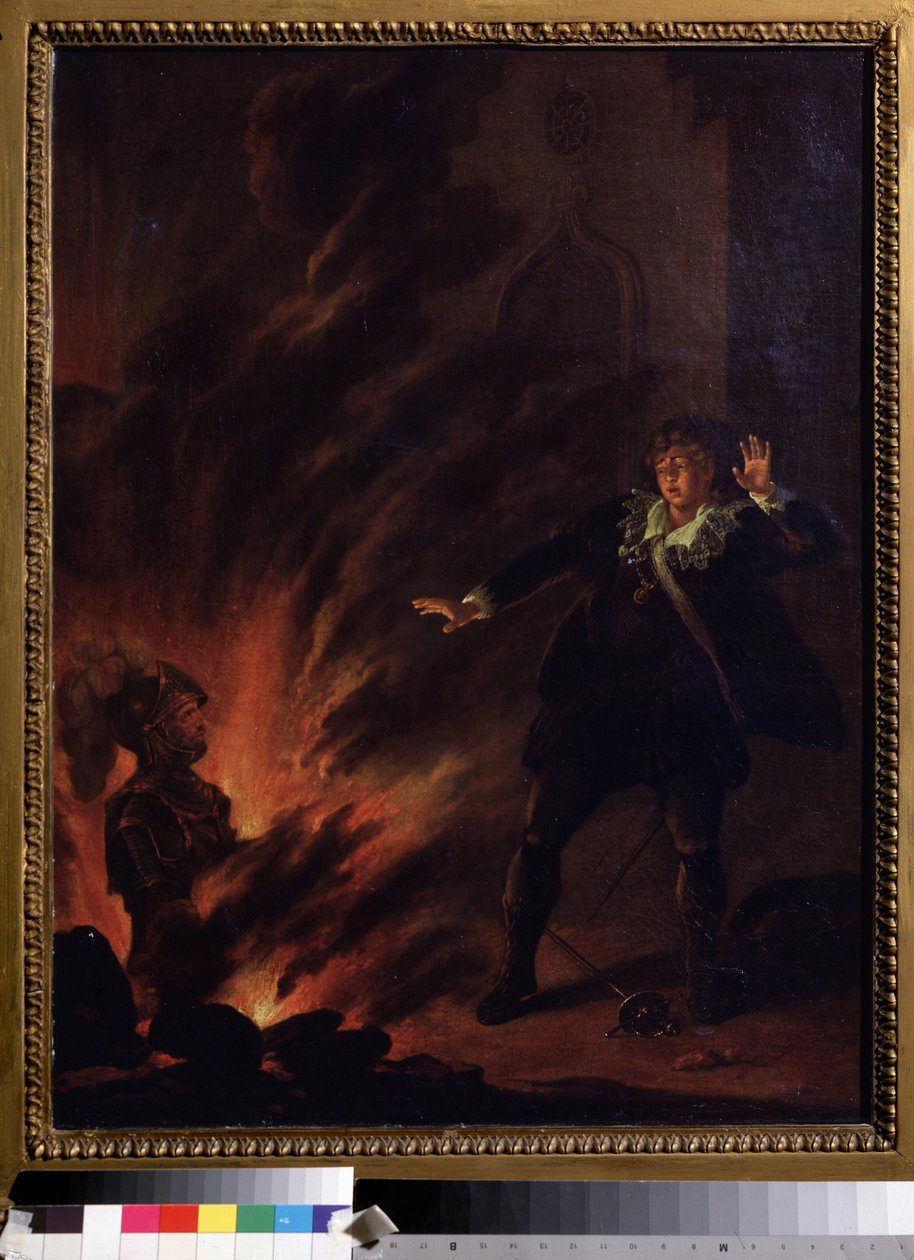 Hamlet face au fantôme de son père, illustration pour la pièce Hamlet de William Shakespeare (1564-1621), peinture de l