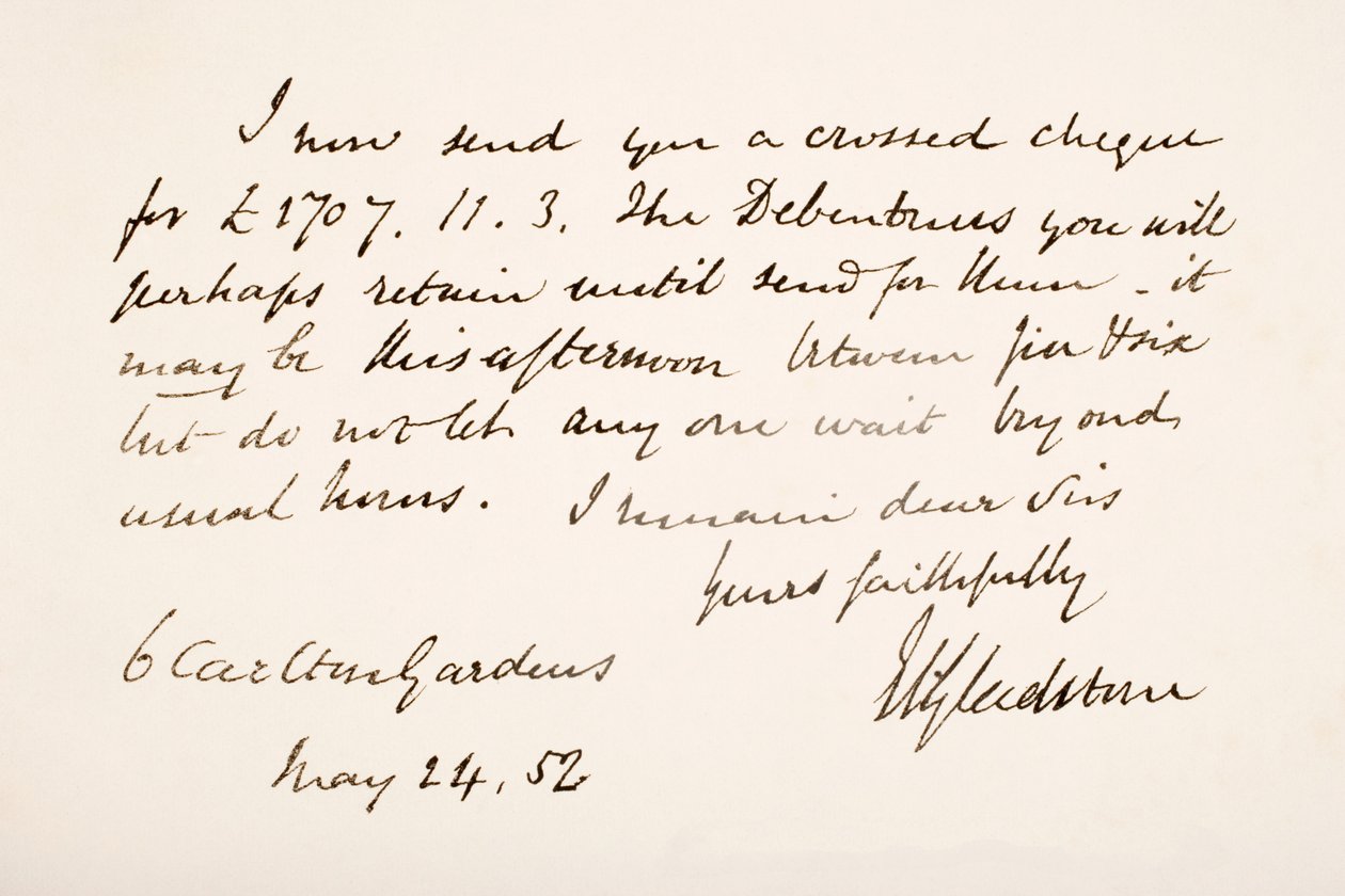 Écriture et signature de William Eward Gladstone - English School
