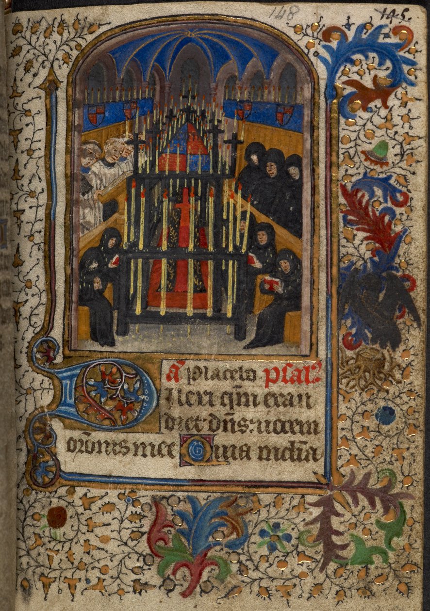 Service funéraire avec le cercueil couvert par les armes de John, duc de Bedford, des 