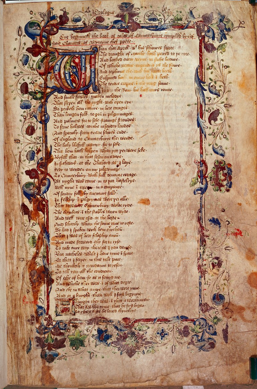Harley 1758, fol.1, Le Prologue, de 